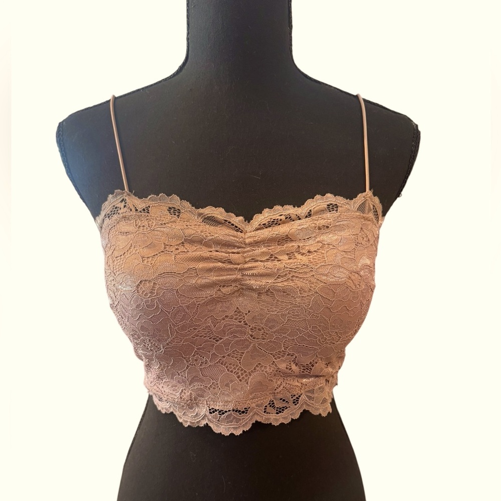 Rose gold BOZZOLO lace cropped tank top camisole size small